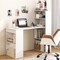 Costway Computer Desk Writing  Workstation Office w/6-Tier Storage Shelves White\Black
